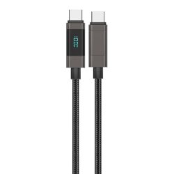   Foneng XS05 OD4.0 100W kijelzős USB-C - USB-C (Type-C) kábel, 1,2m
