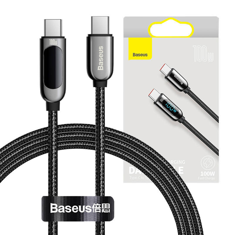Baseus CATSK-B01 100W kijelzős USB-C - USB-C kábel, 1m