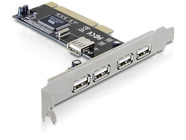 DeLock 4x külső USB2.0 1x belső USB2.0 PCI bővítőkártya