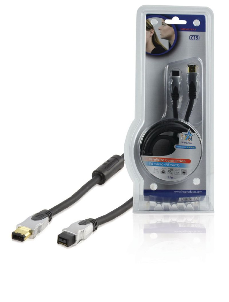 HQ HQSS6275/1.5 Firewire 6p - 9p kábel