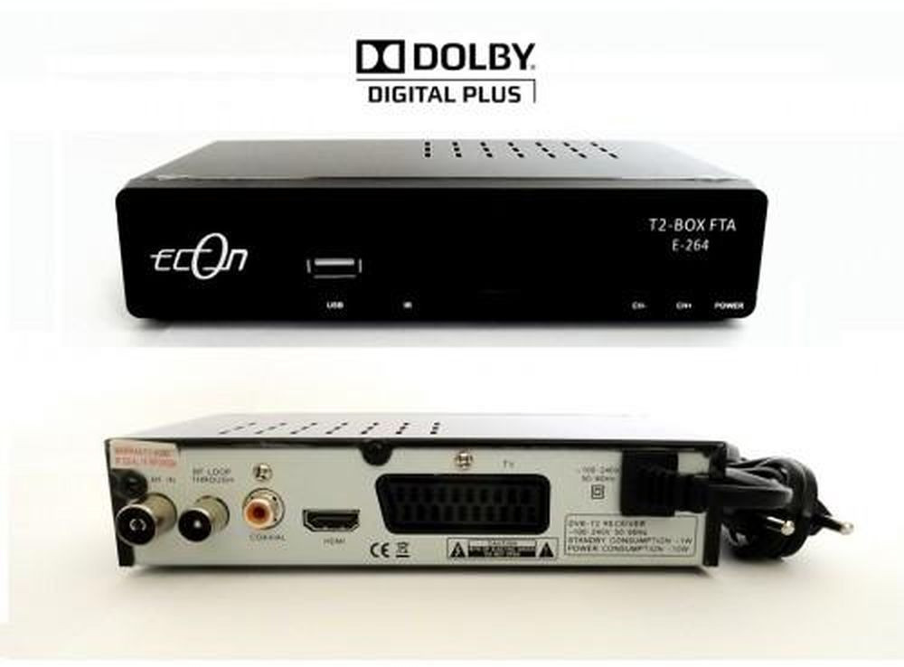 Econ T2-BOX FTA HEVC E-265 DVB-T/T2 beltéri egység